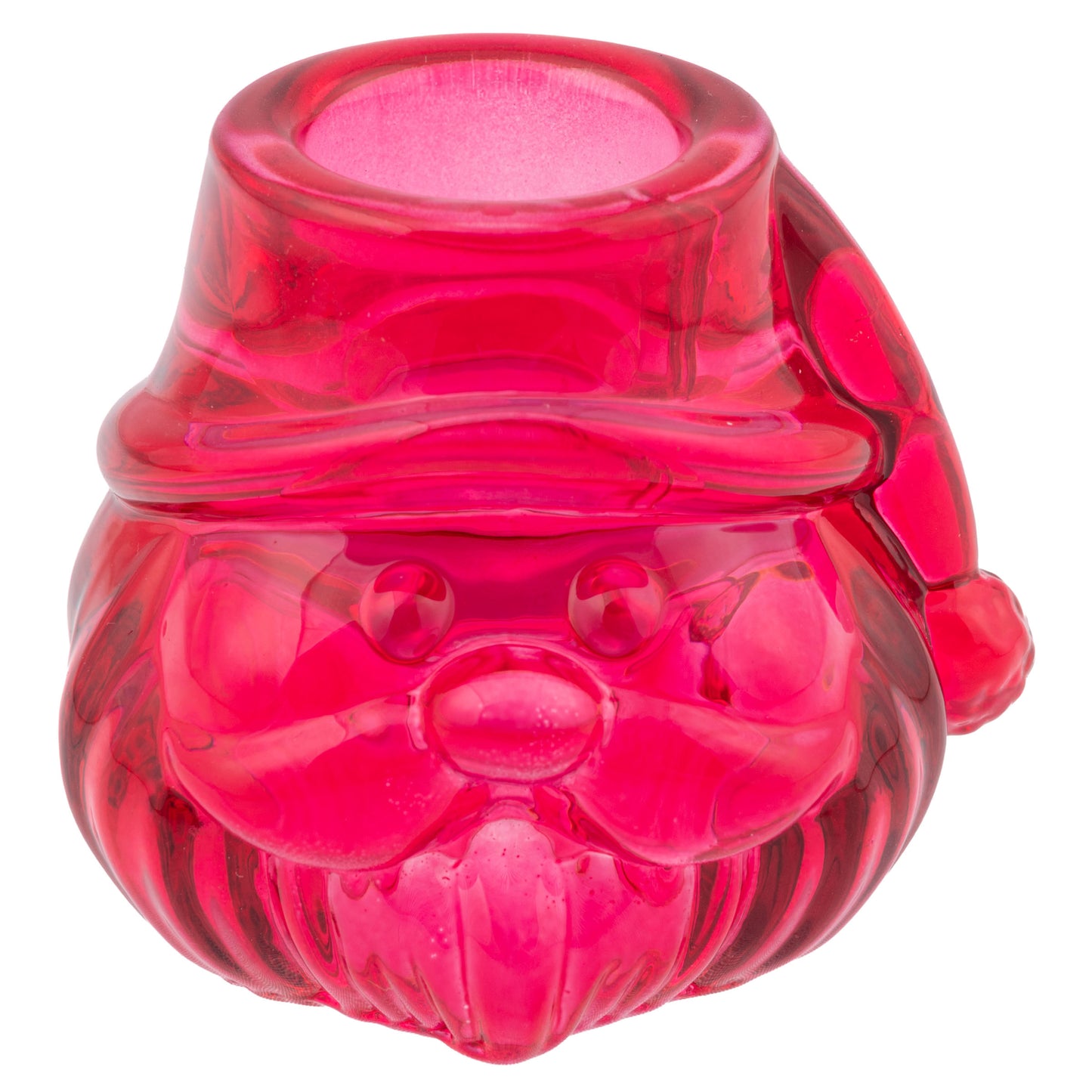 Glass Santa Taper Candle Holder, Pink