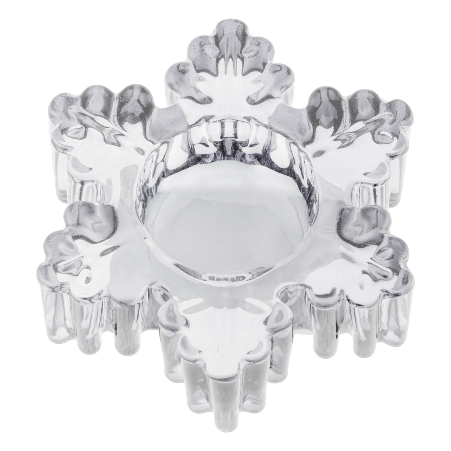 Glass Snowflake Tealight Holder Large, Clear