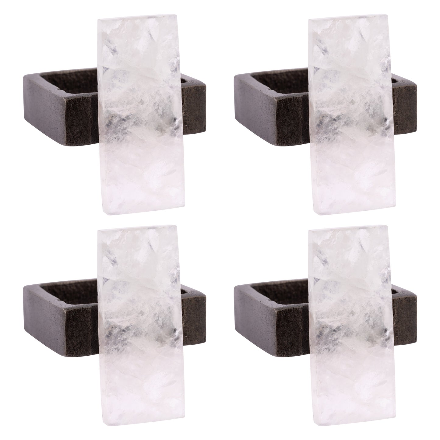 Clear Rock Crystal Napkin Rings set of four view.