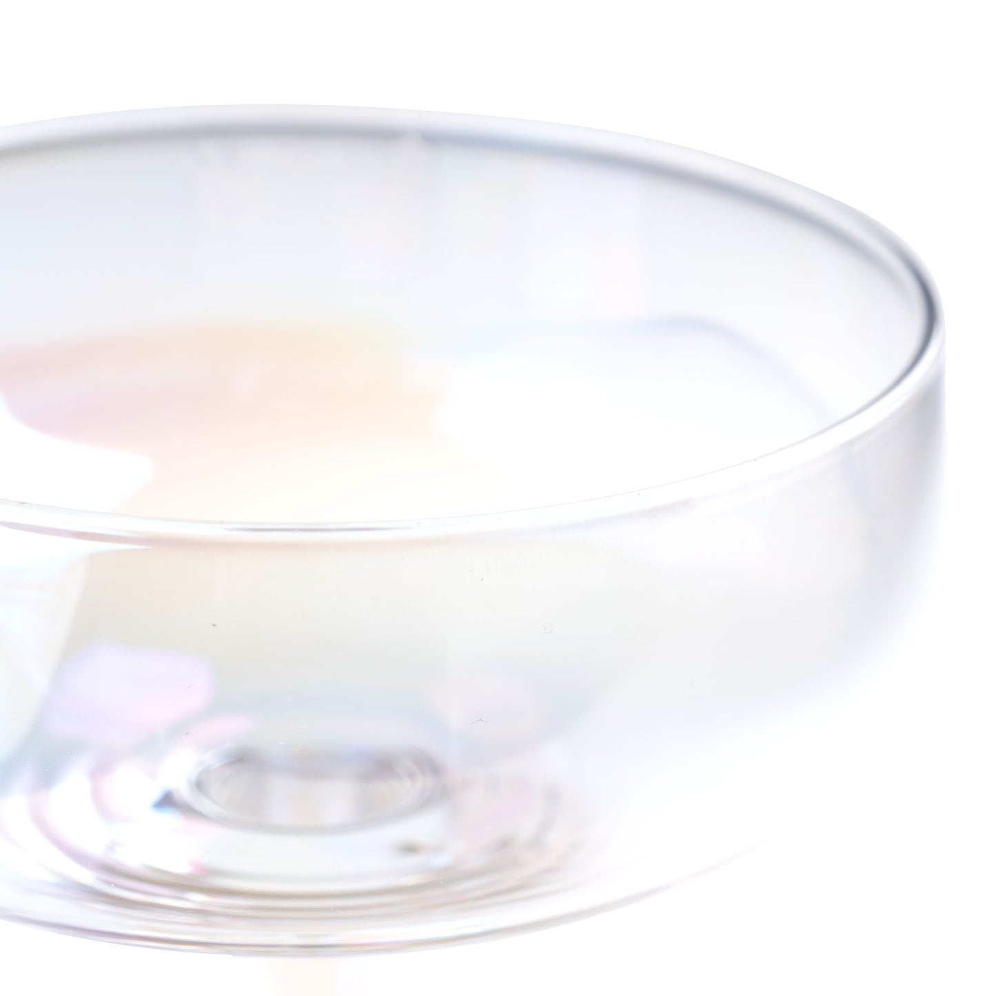 Clear Luster Mid Century Champagne Coupes close up view.