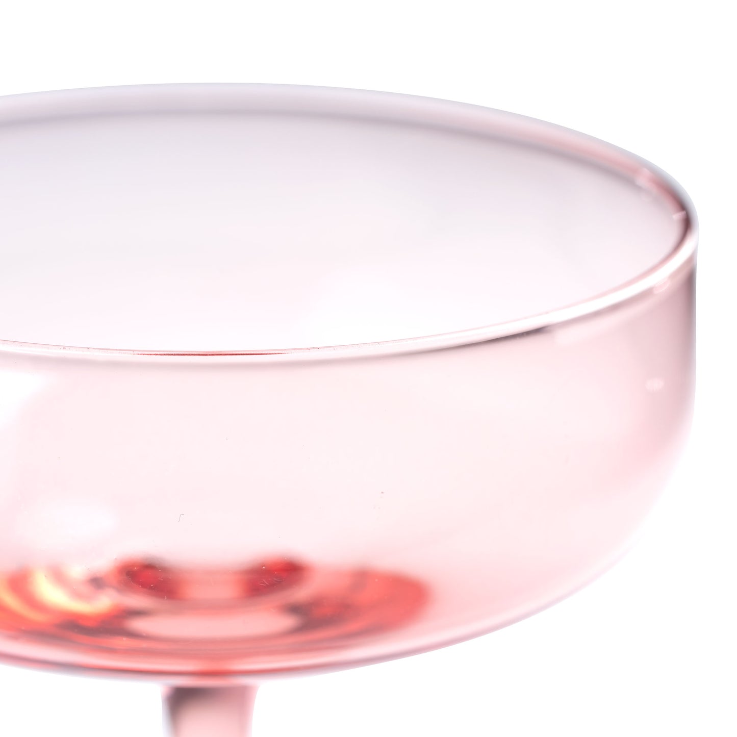 Blush Mid Century Champagne Coupes close up view.