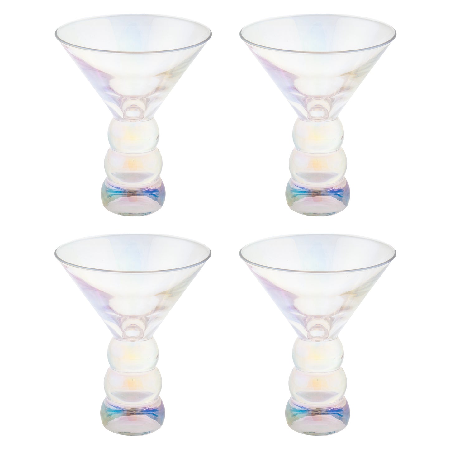 Clear Iridescent Lexi Collection Martini Glass Set of four view.