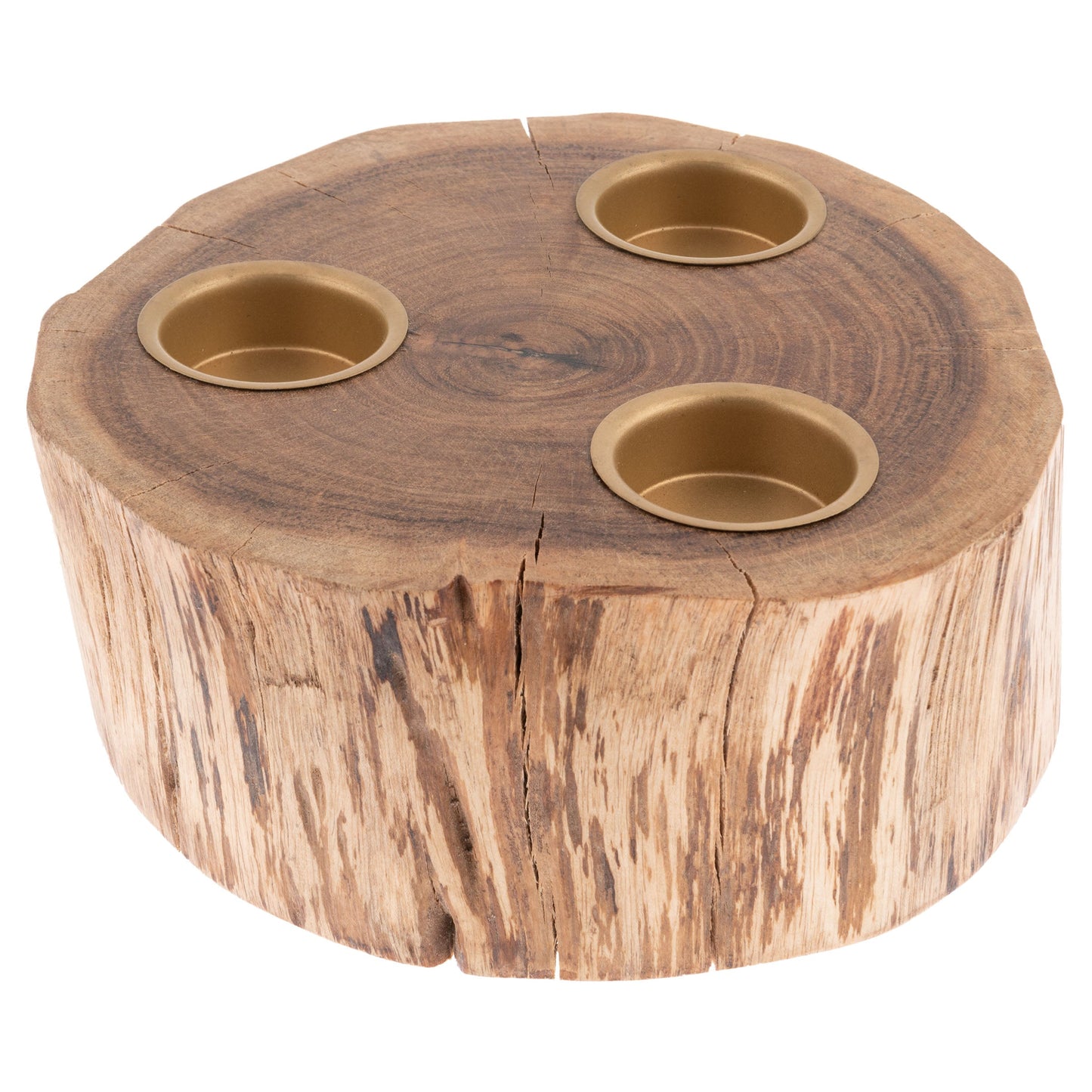 Aspen round wood candle holder