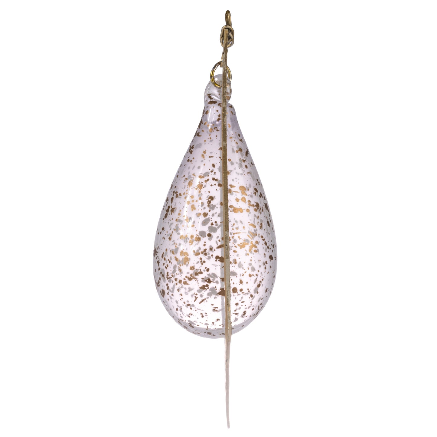 Gold Splatter Teardrop Florence Ornament side view.
