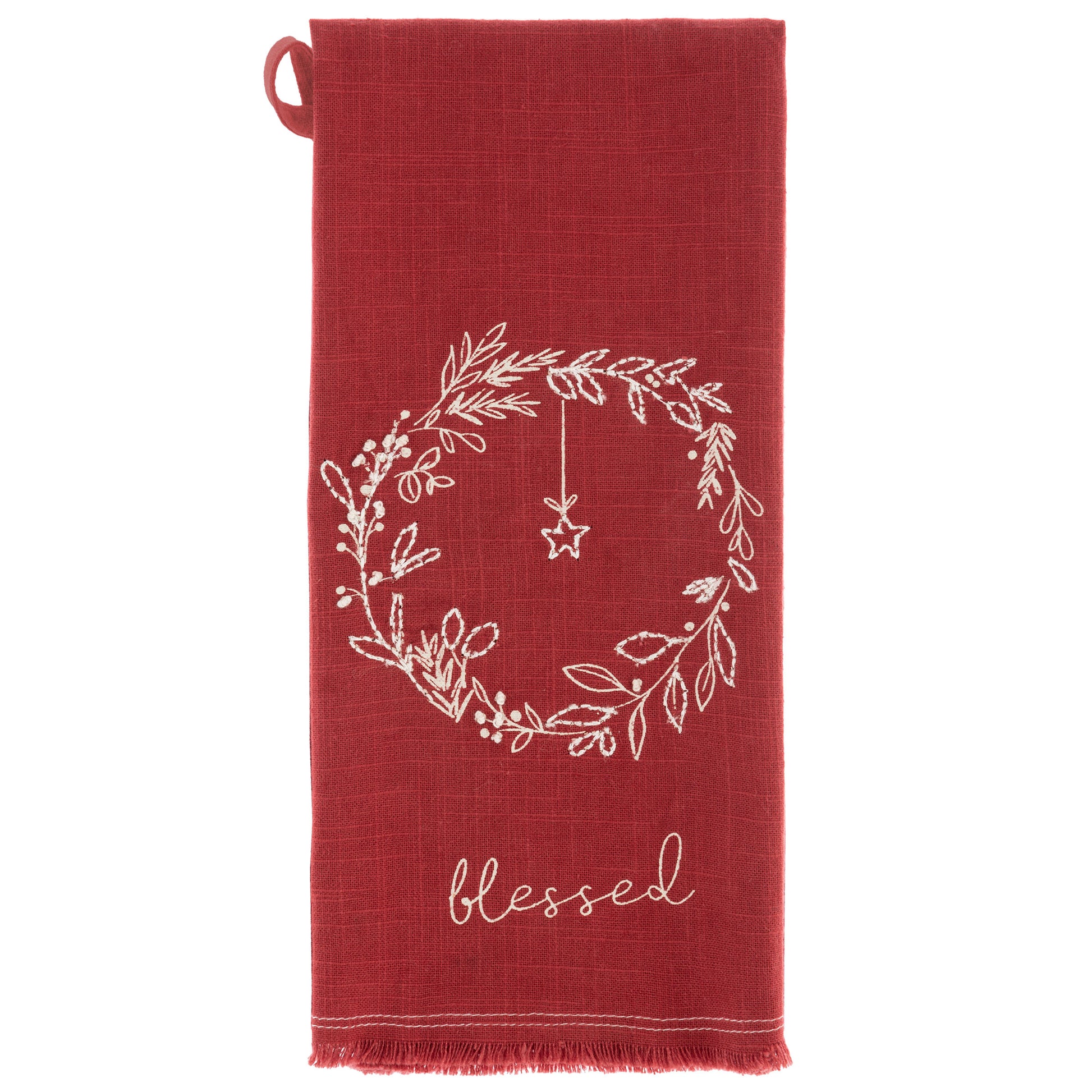 Wreath Embroidered Cotton Tea Towels