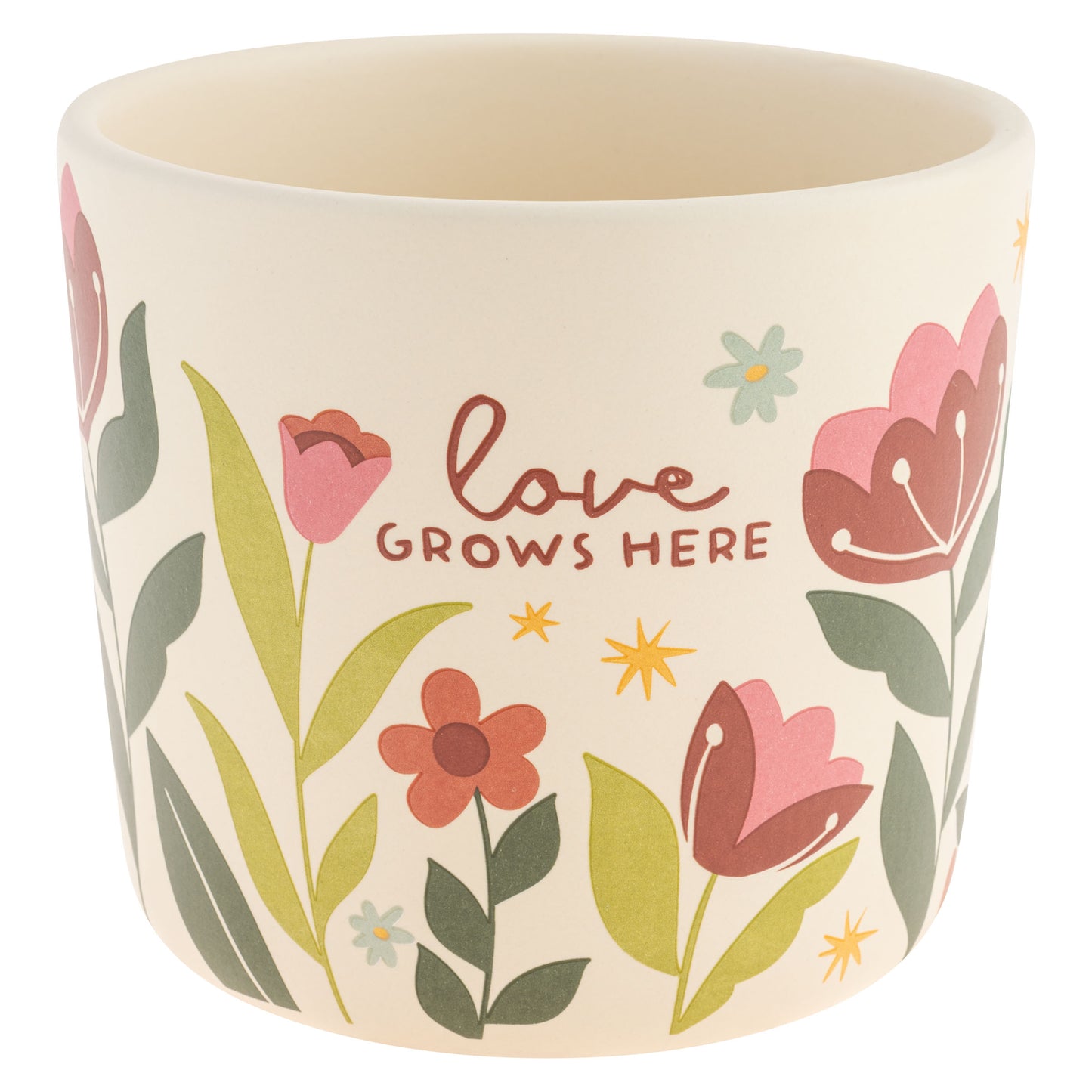 Love Grows Here Ceramic Planters large planter view.
