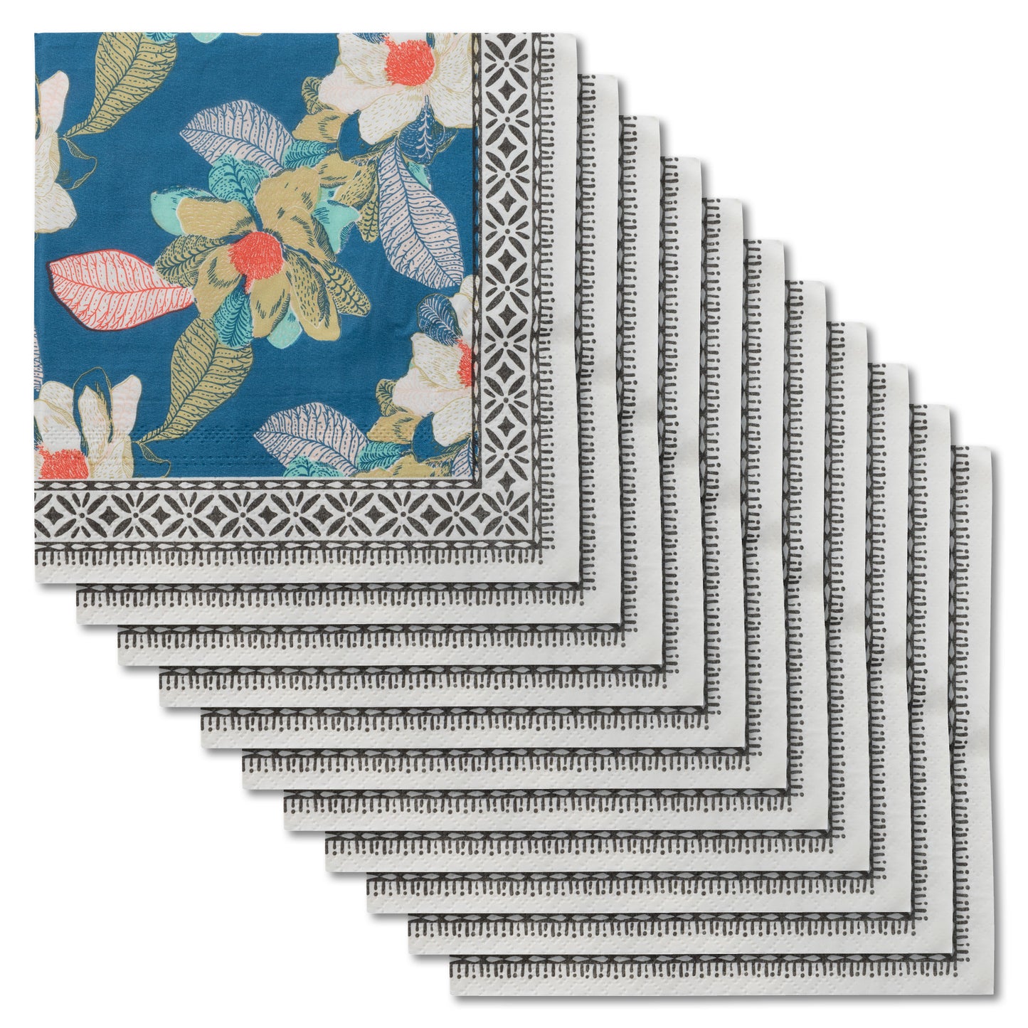 Seaside Floral Luncheon Paper Napkins 20 pack view.