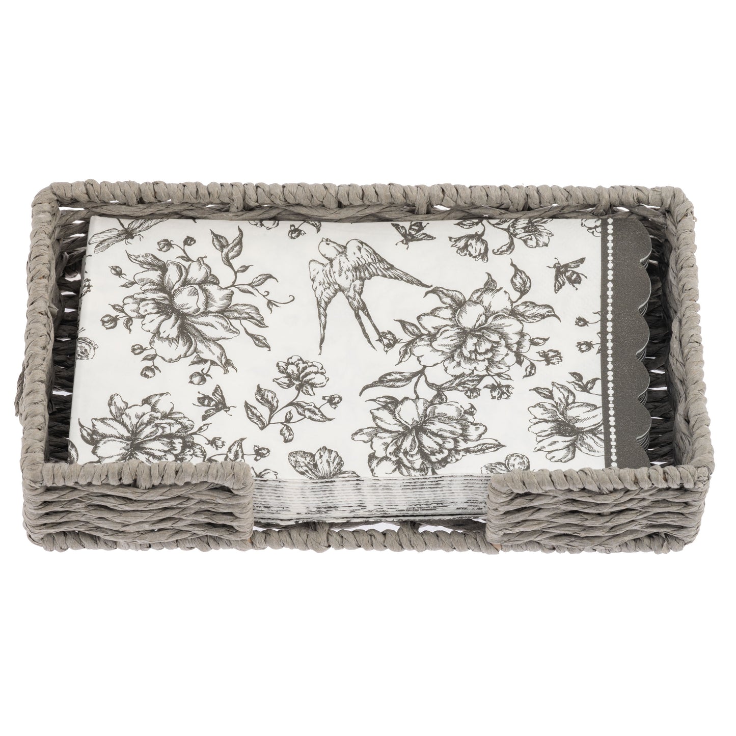 Isabella Woven Napkin Holder & Paper Napkins Set.