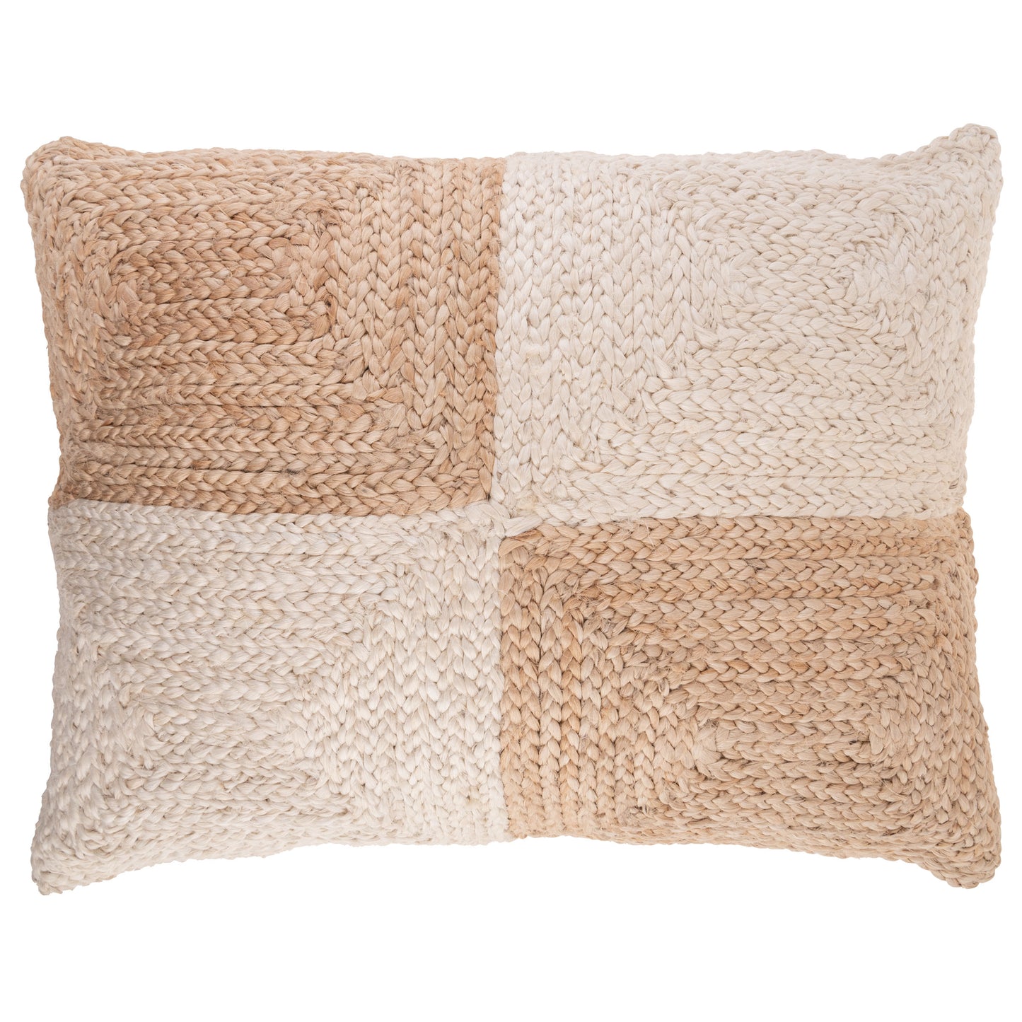Natural Check Rectangle Jute Pillow