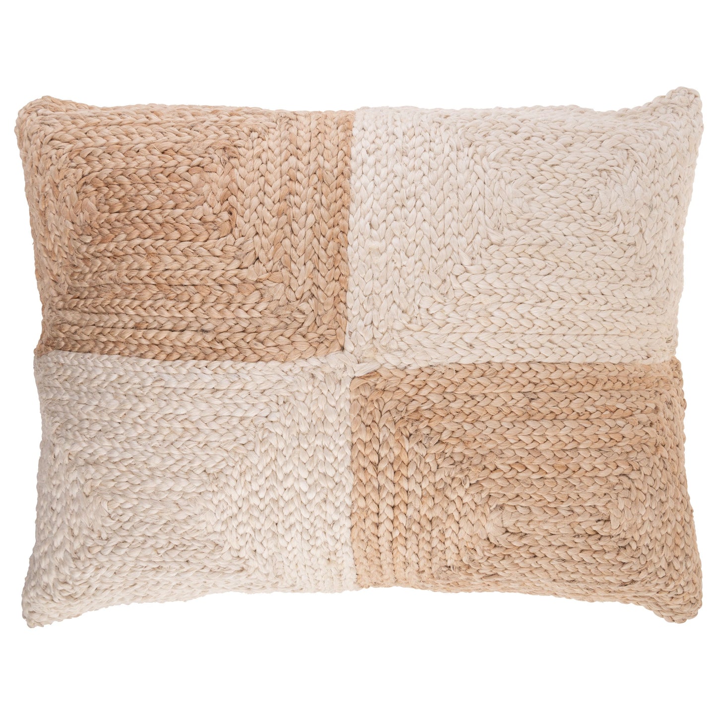 Natural Check Rectangle Jute Pillow