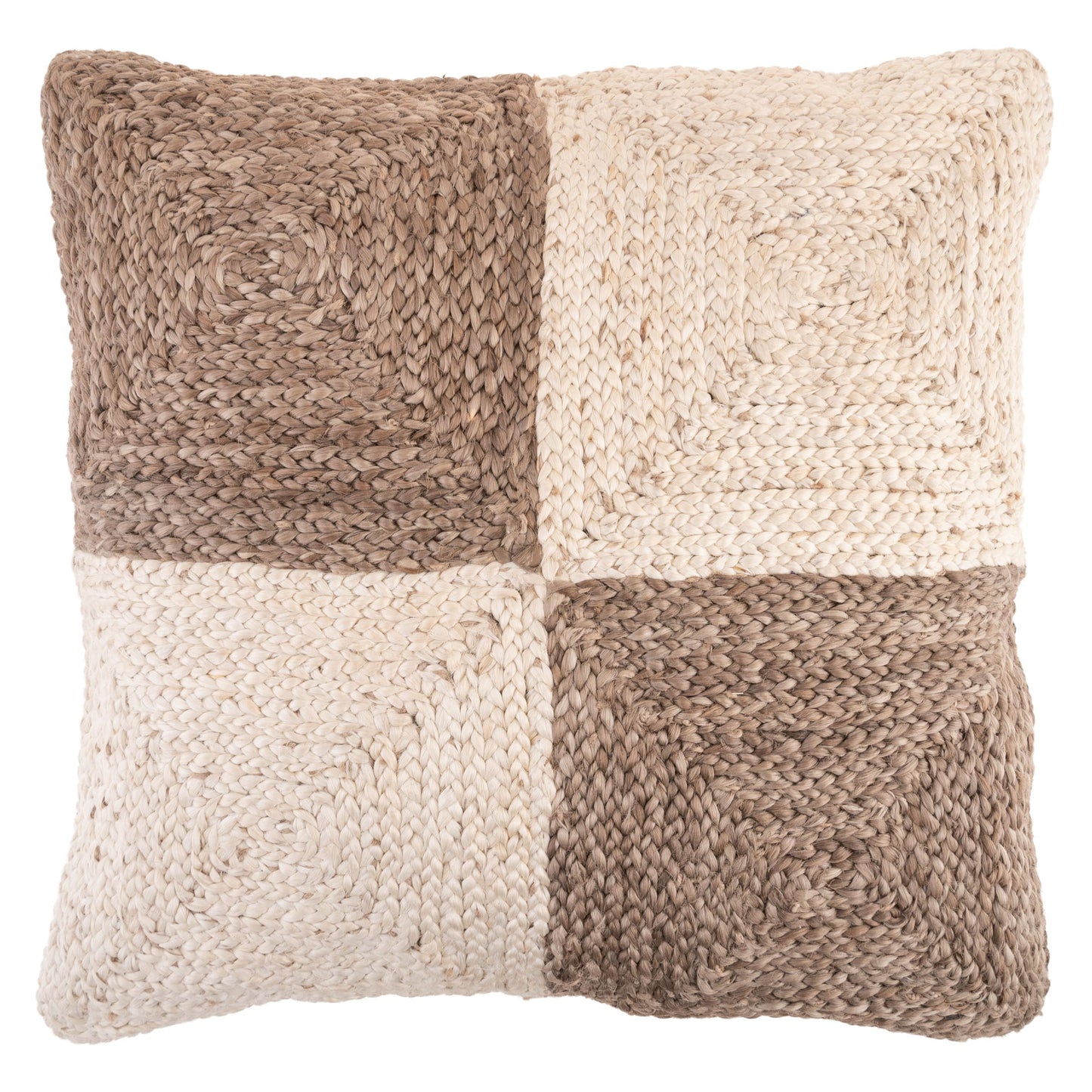 Mushroom Check Square Jute Pillow
