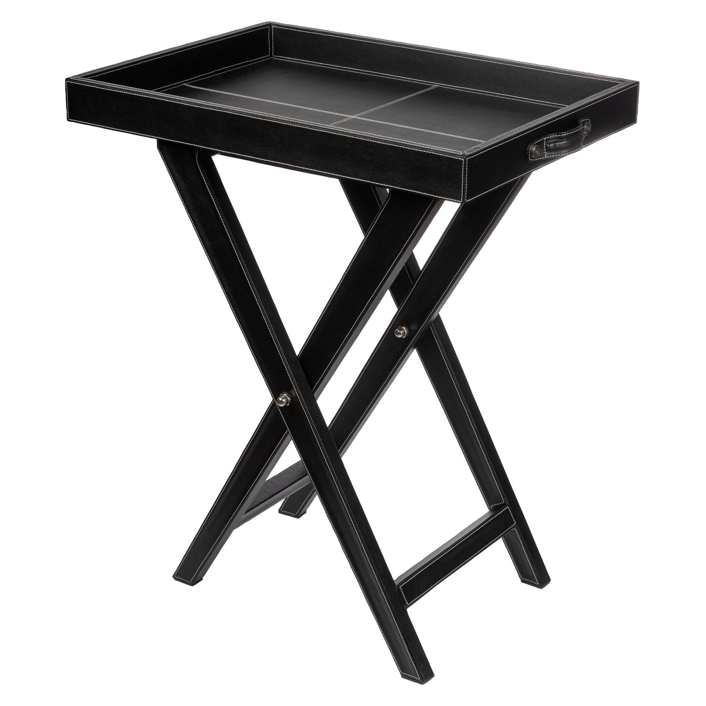 Black Leather Butler Tray