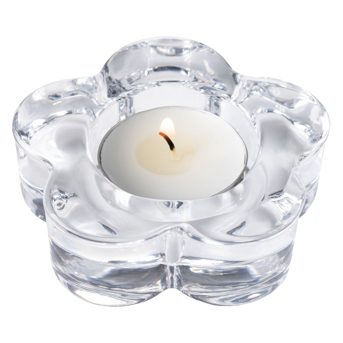 Clear Glass Flower Tealight Holder