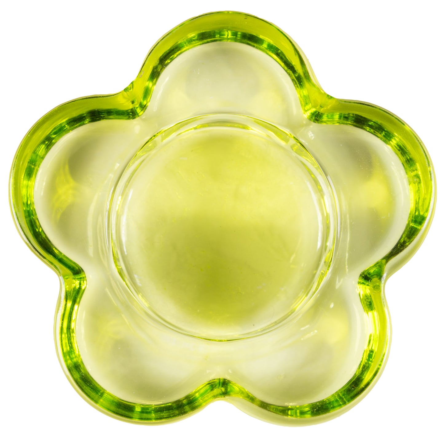 Lime Glass Flower Tealight Holder