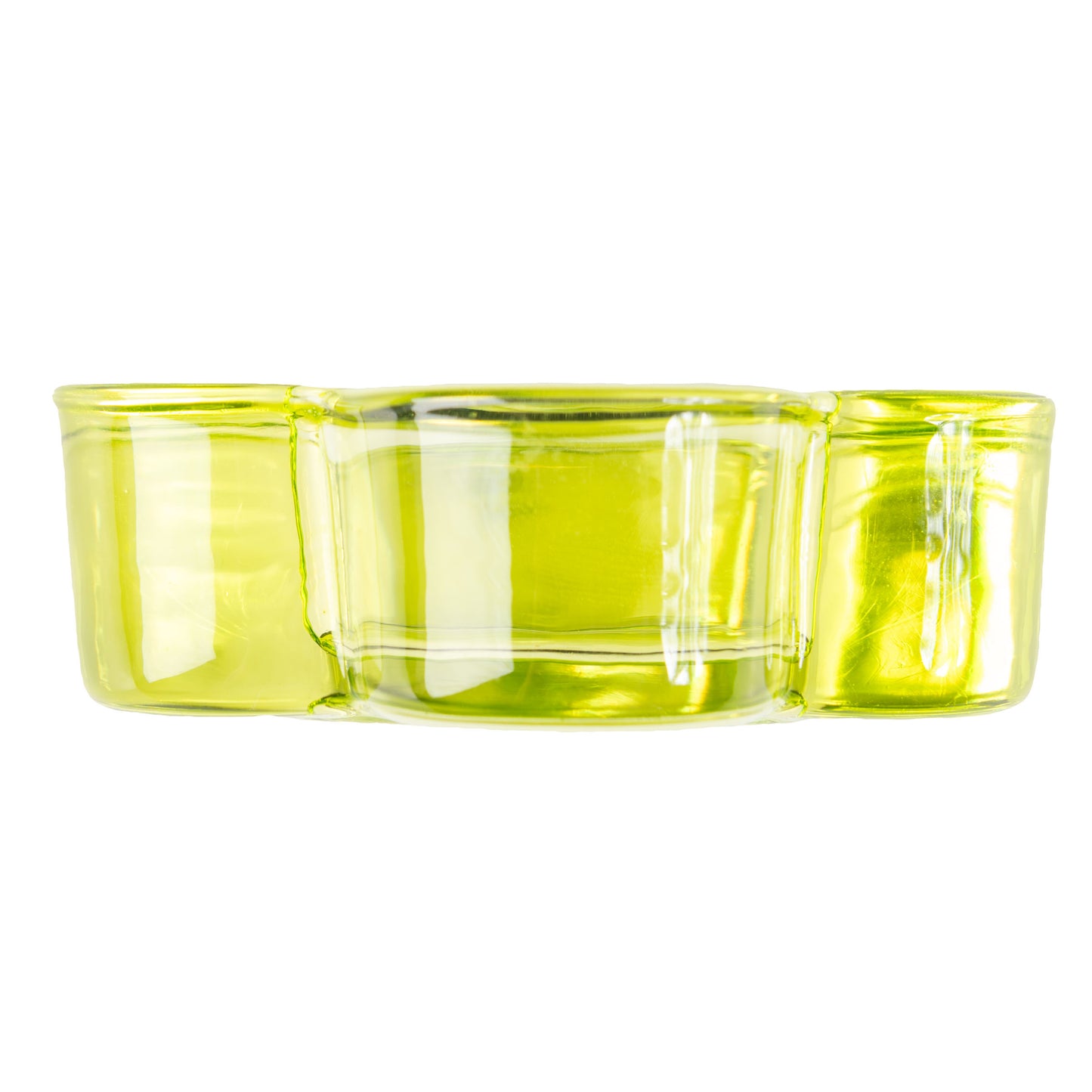 Lime Glass Flower Tealight Holder