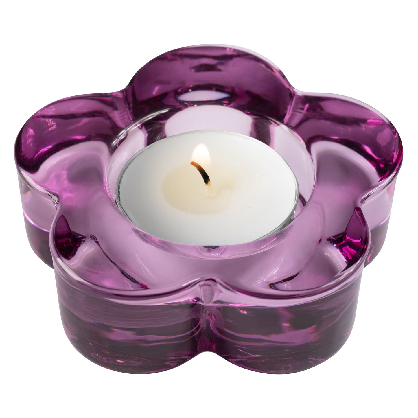 Amethyst Glass Flower Tealight Holder