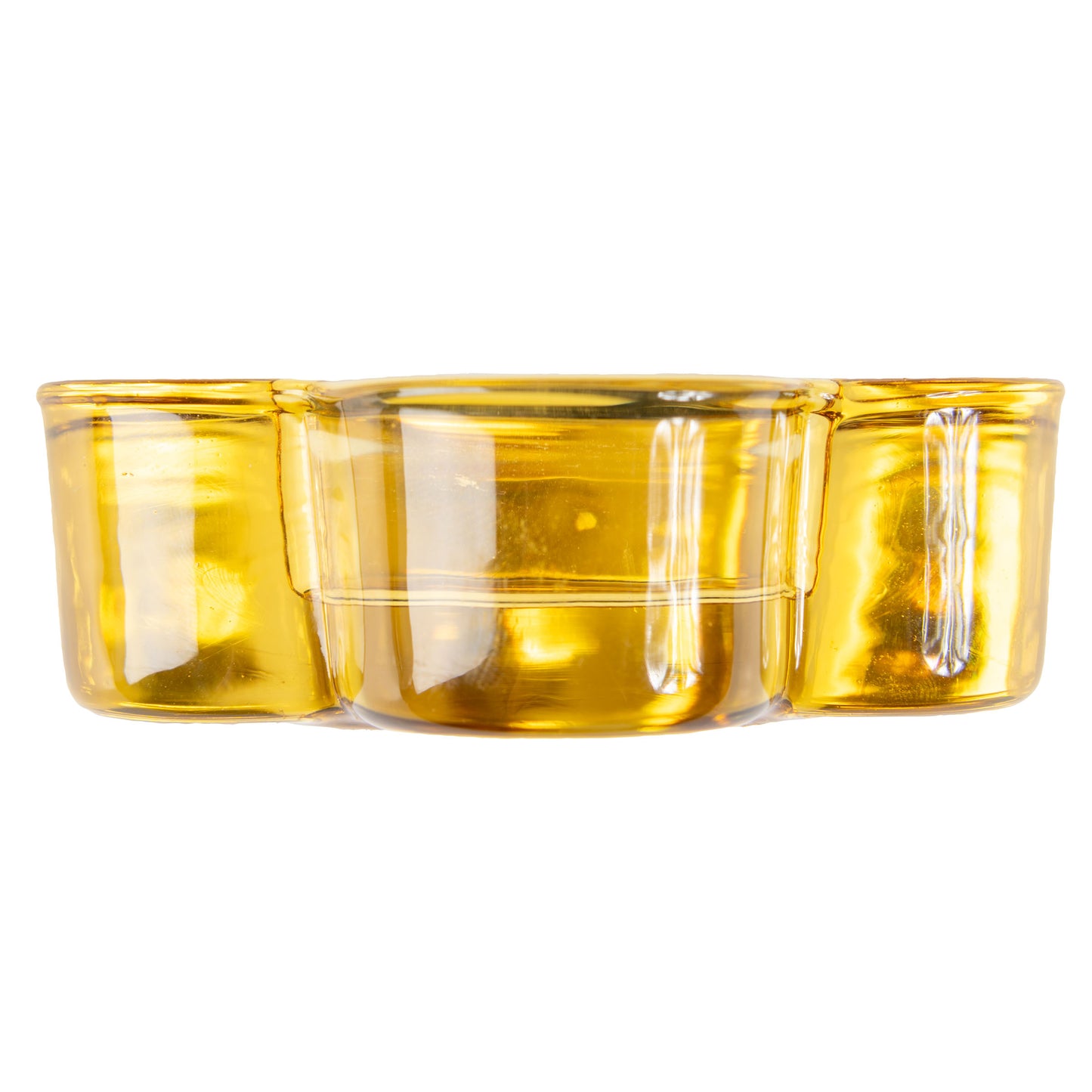 Amber Glass Flower Tealight Holder