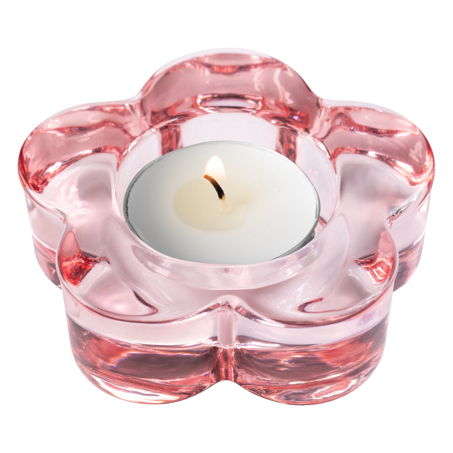 Blush Glass Flower Tealight Holder