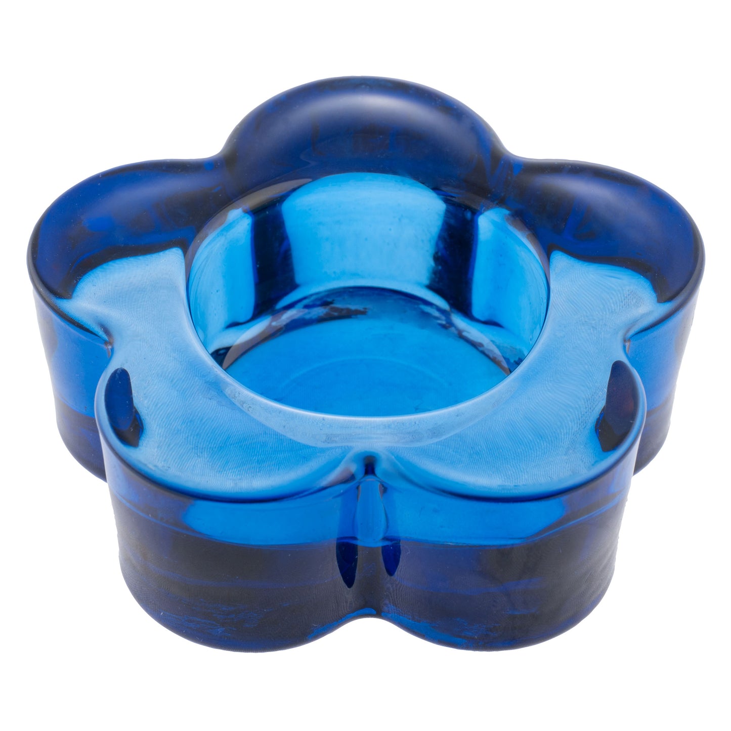 Cobalt Glass Flower Tealight Holder