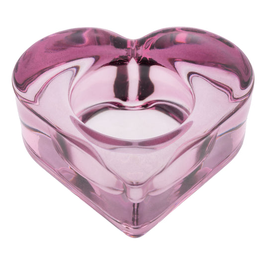 Purple Glass Heart Tealight Holders