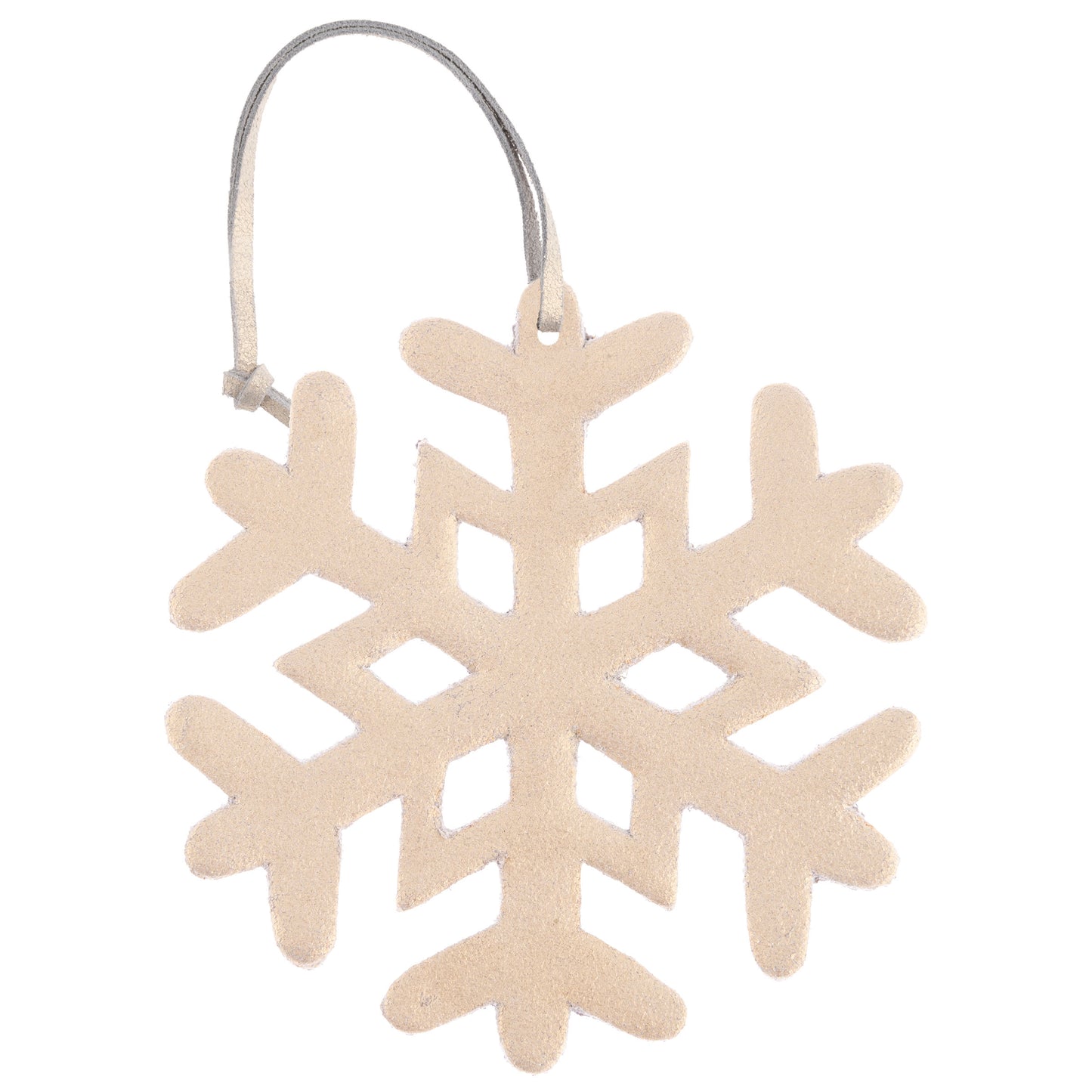 Gold Leather Snowflake Ornaments view with string