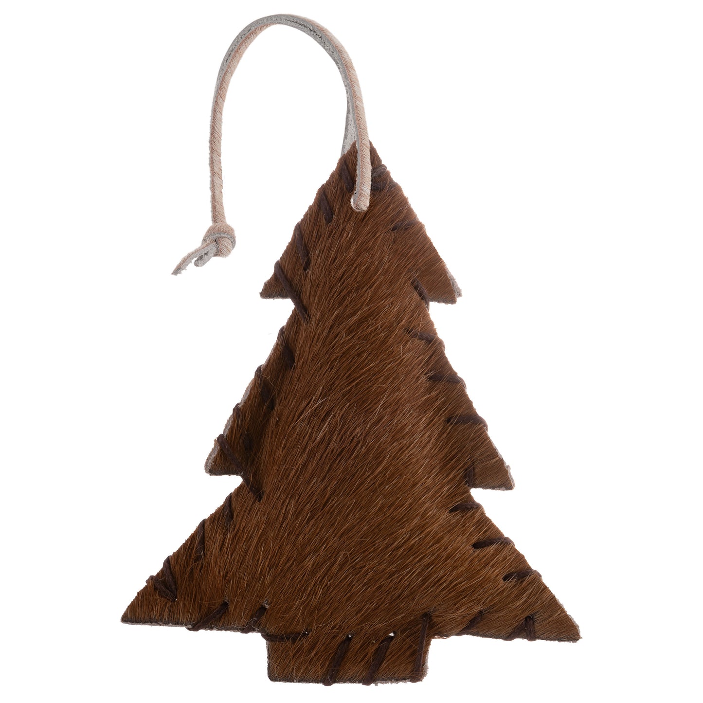 Large Pony Stitched Cowhide Leather Tree Ornament view with string