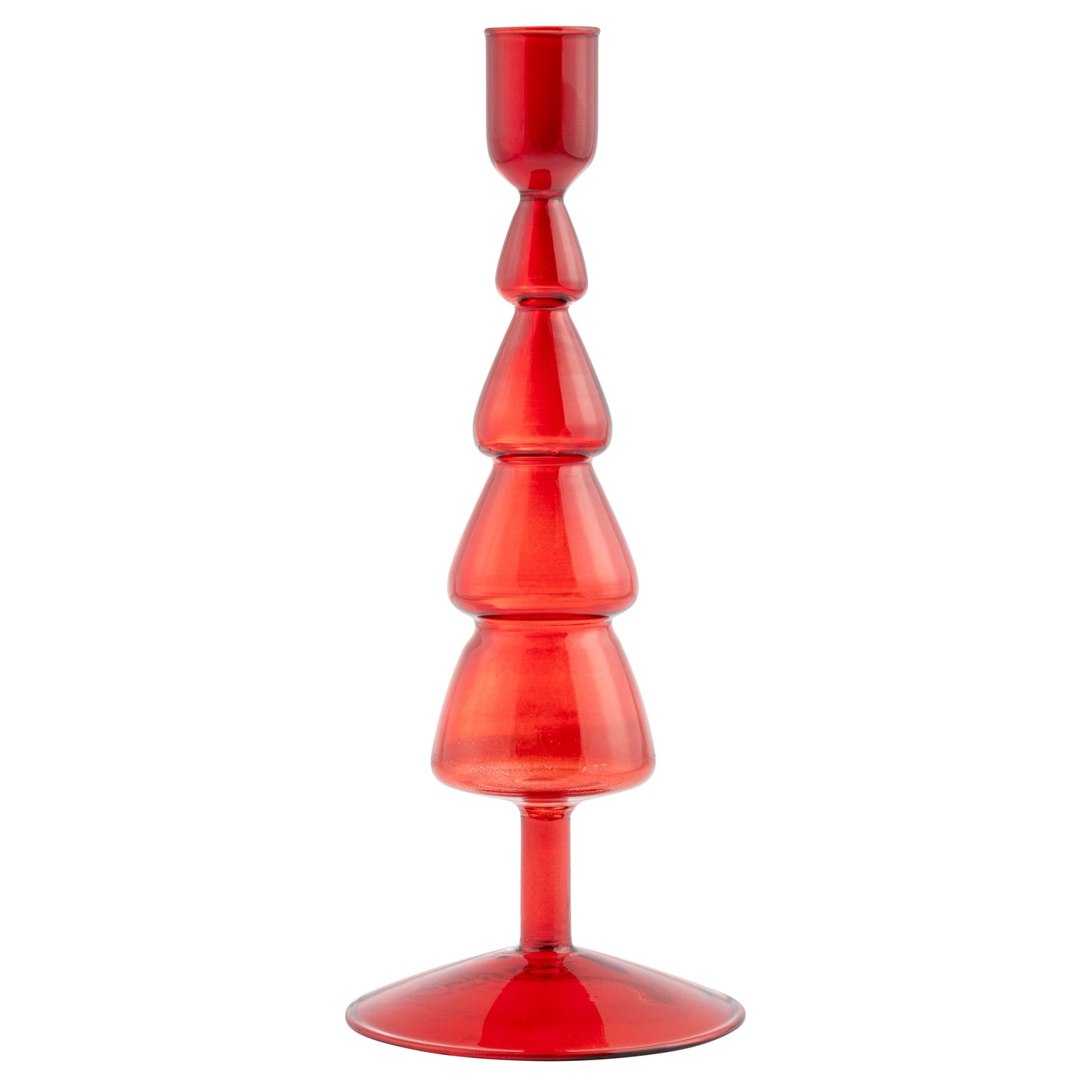 Large Red Tree Glass Candle Holder