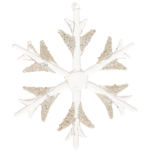 Large Spike Snowflake Glass Ornament
