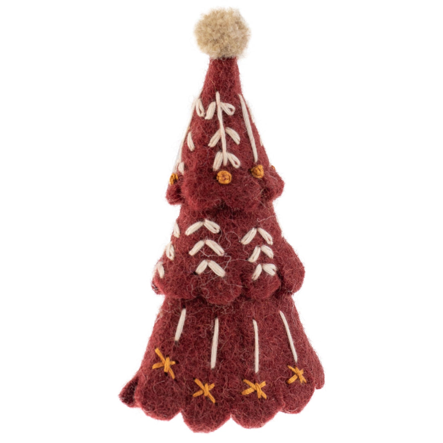 Red Scandi Tree Felted Ornament