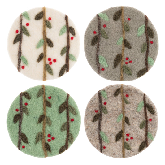 Holly Felt Coasters
