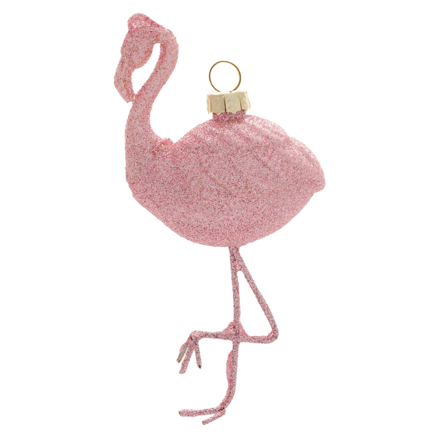 Light Pink Glitter Flamingo Glass Ornament