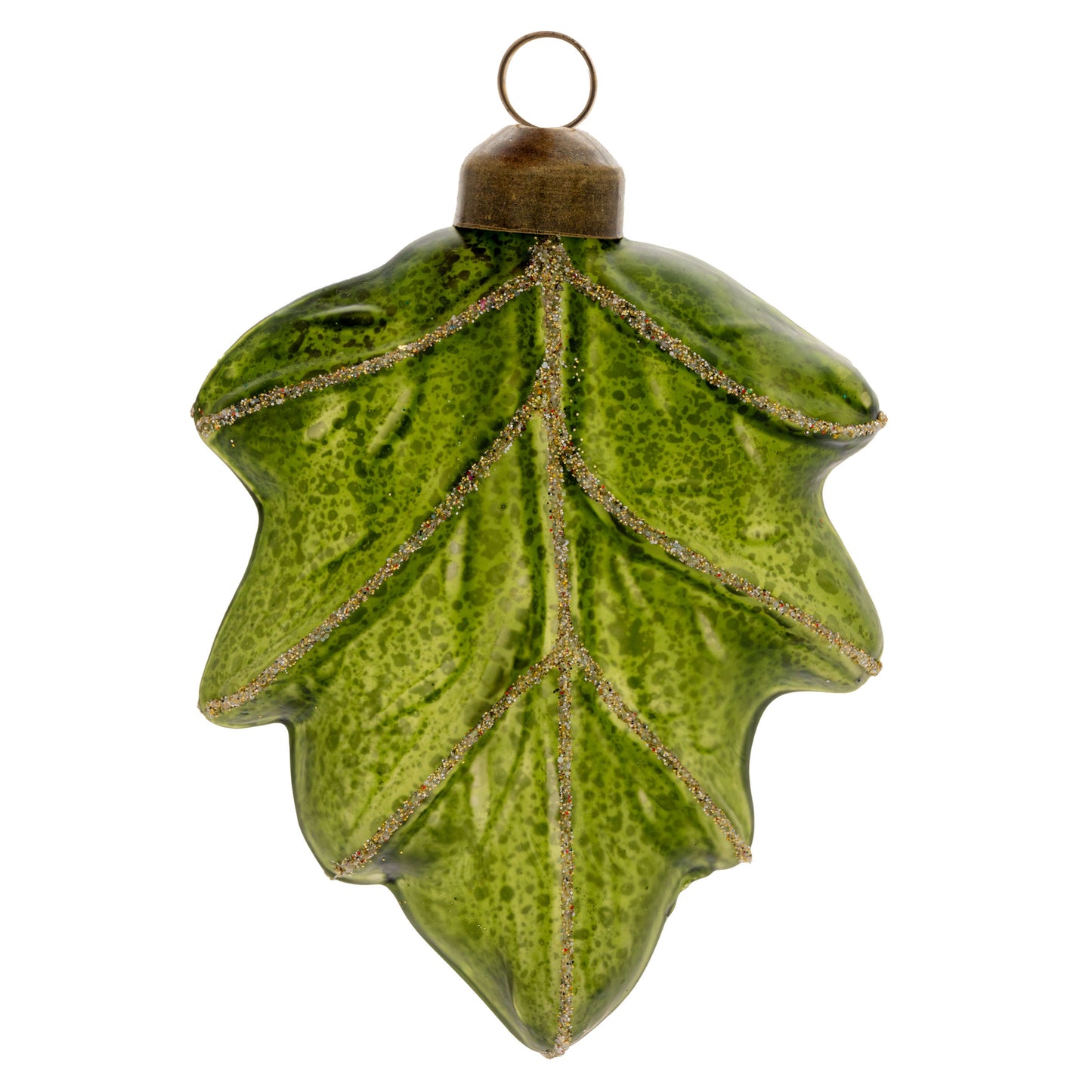 Green Leaf Mercury Glass Ornament