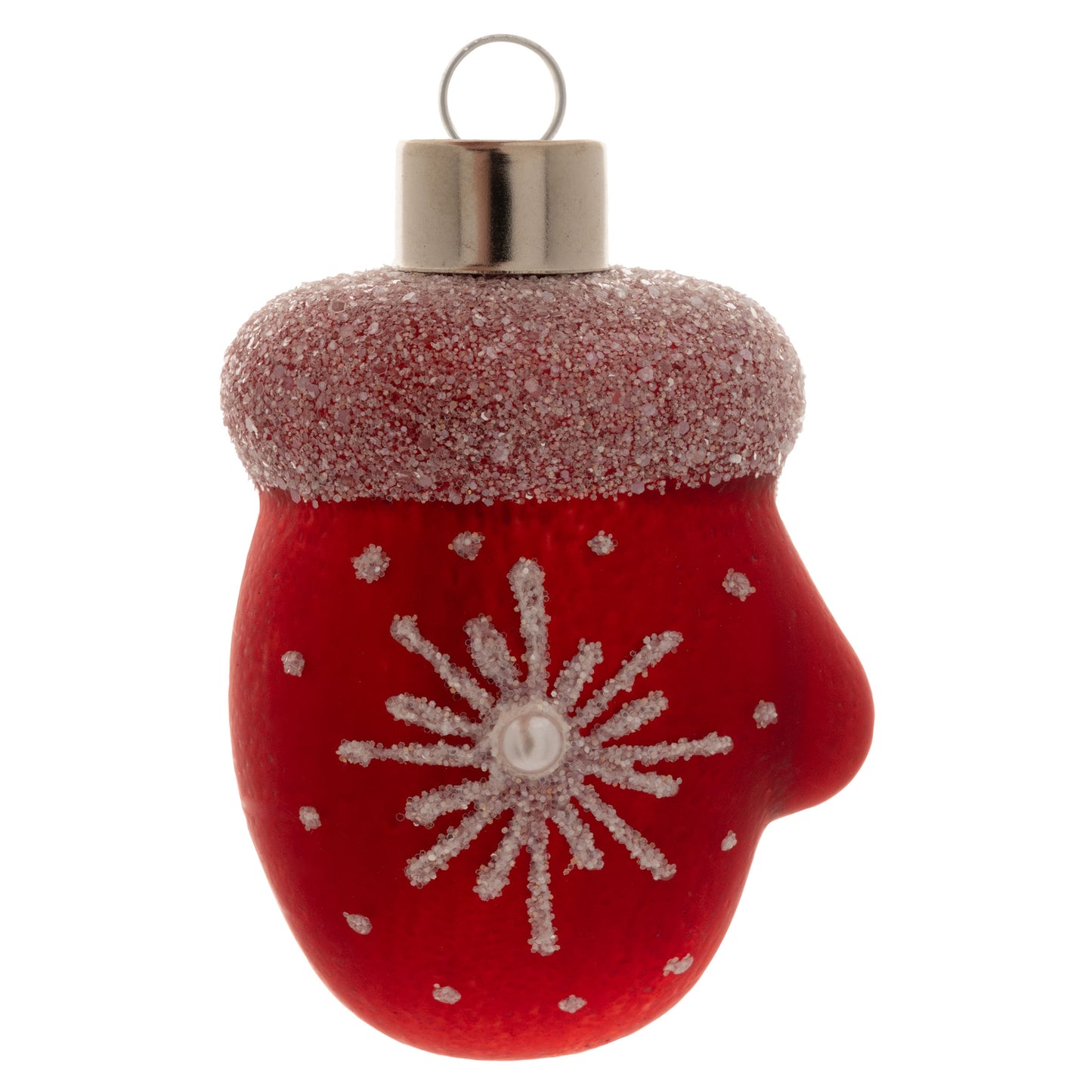 Red Mitten Glass Ornament