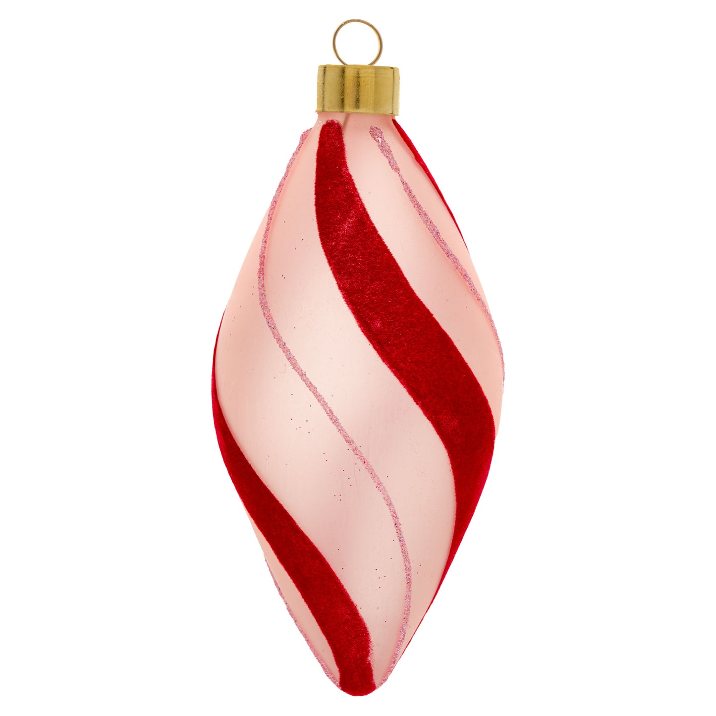 Felted Candy Stripe Teardrop Glass Ornament