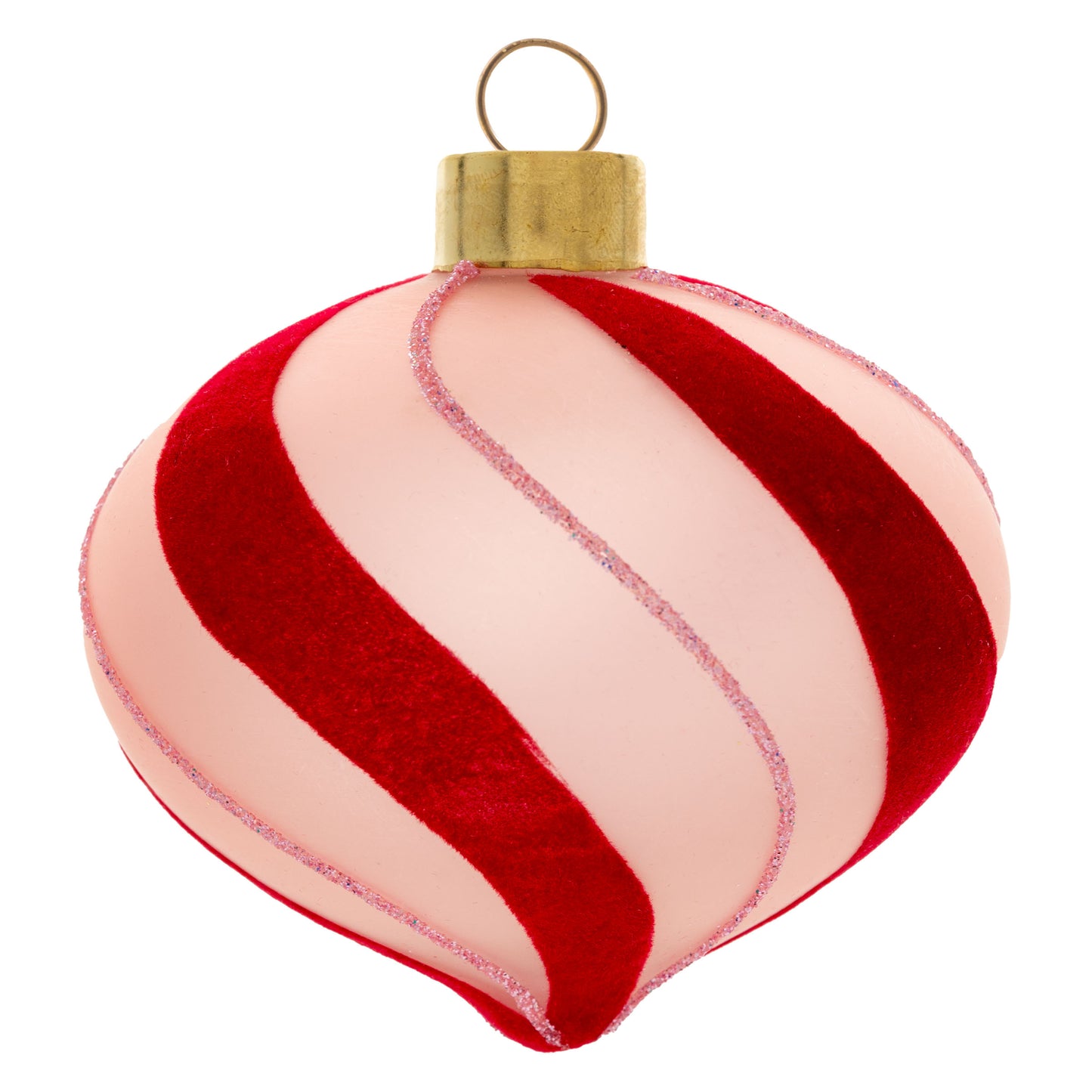 Felted Candy Stripe Drop Glass Ornament