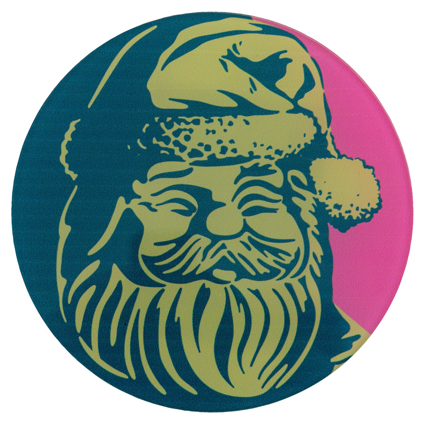 Retro Santa Acrylic Coaster blue Santa coaster design.