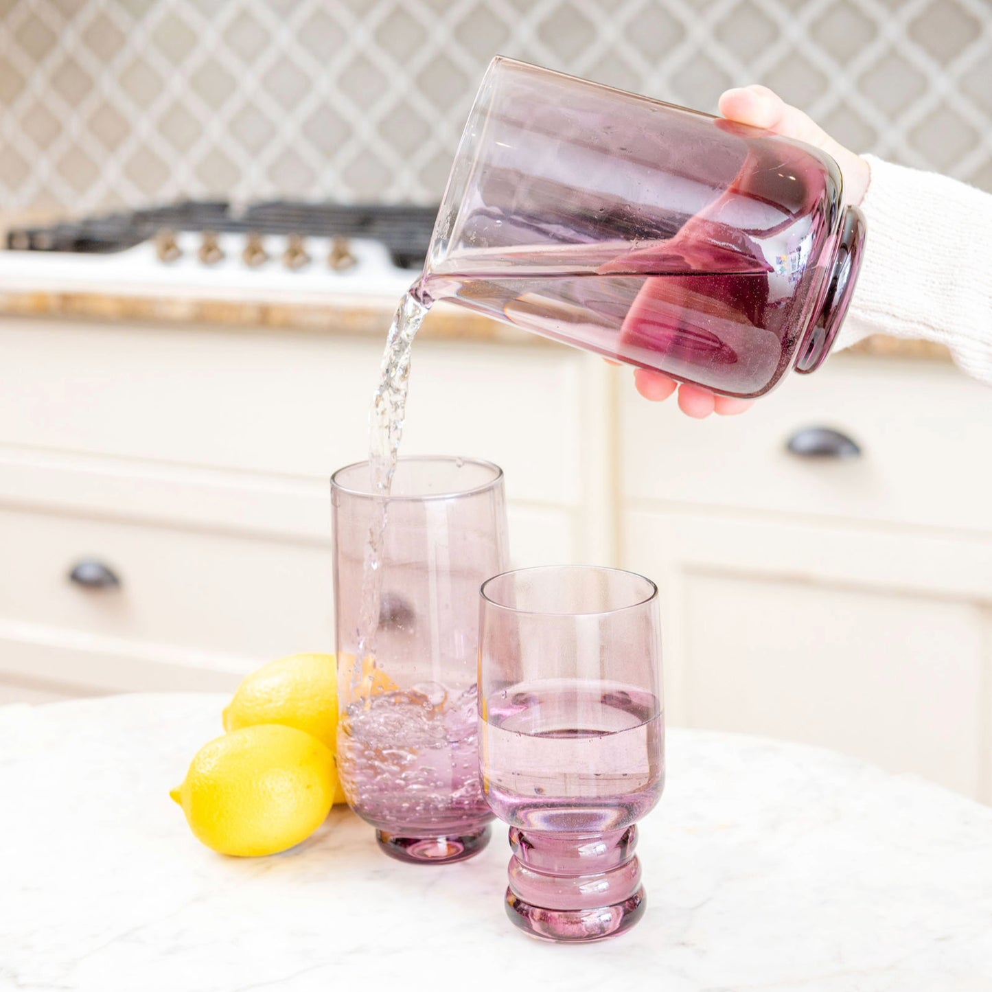 Clear Lexi Collection Café on a kitchen counter.