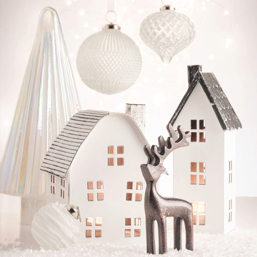 Large Espresso Metal Reindeer Statue