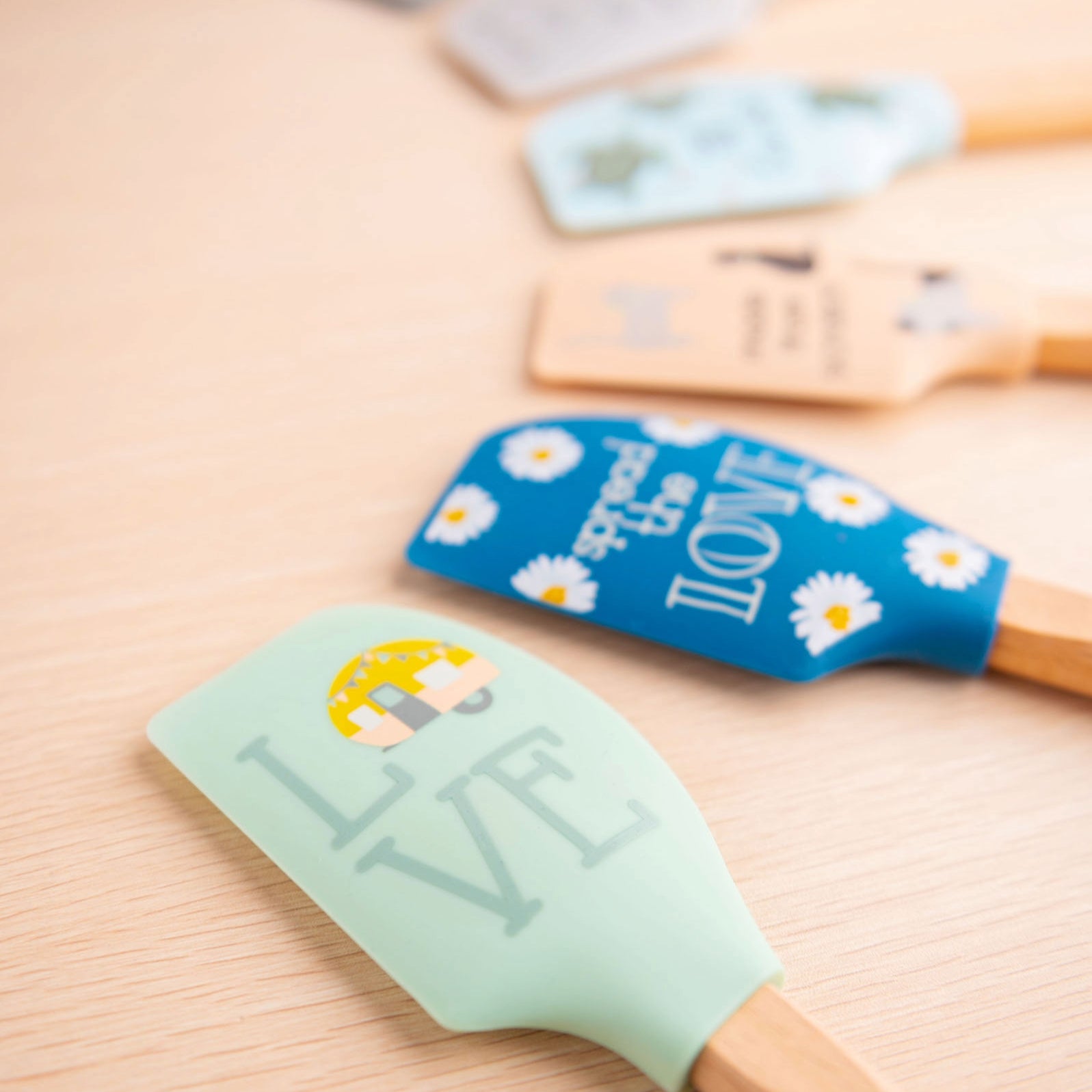 Spatulas on a table.