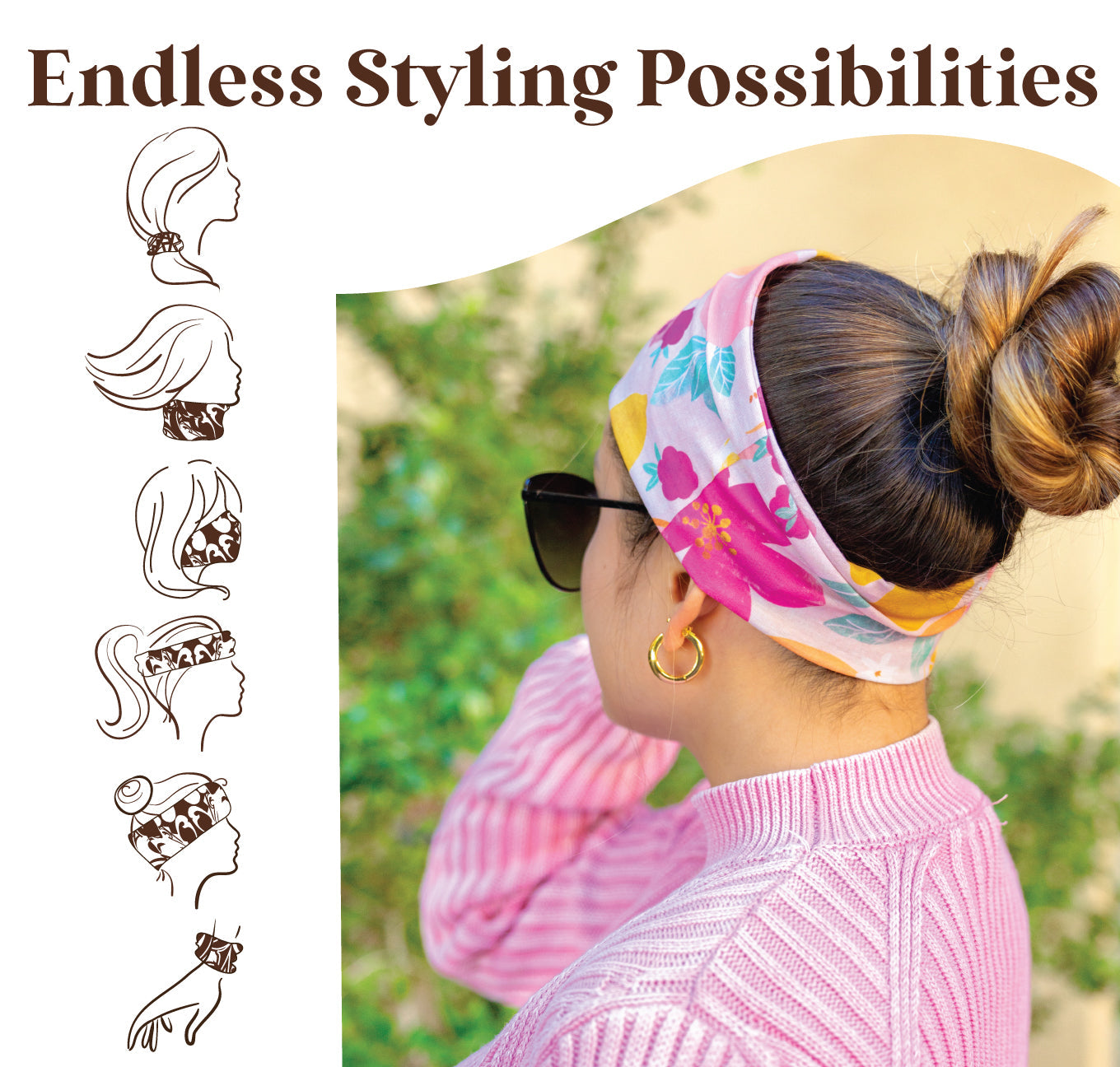 Medium headbands infographic showing styling possibilities. 