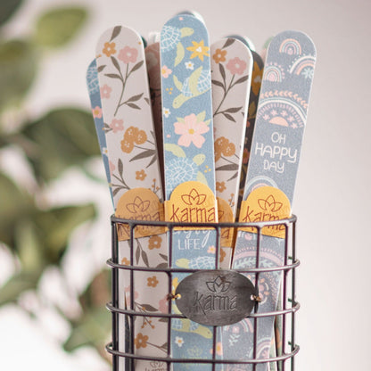 Emery boards in a basket. 
