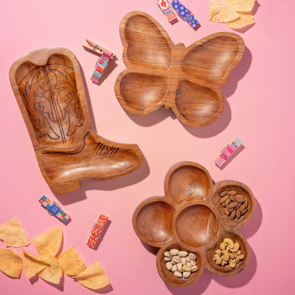Boot Wood Shaped Serving Bowl