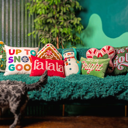 Candy Canes Shaped Embroidered Pillow