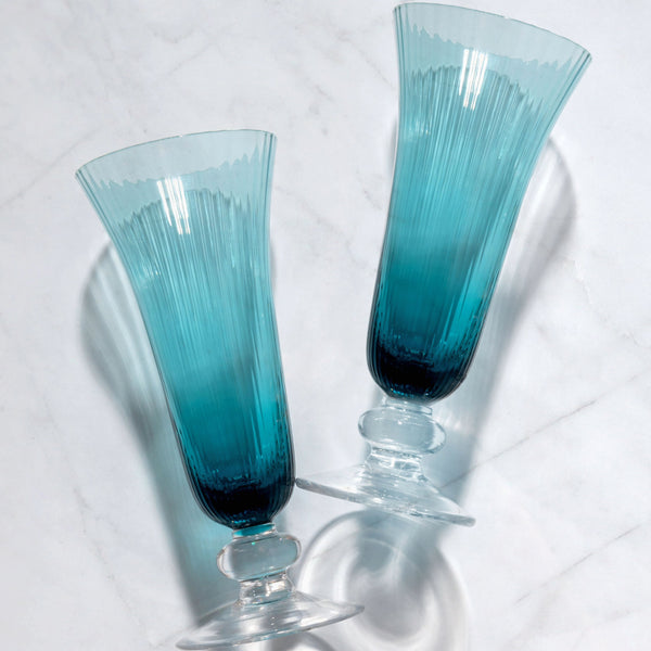 Aria champagne flutes on a counter