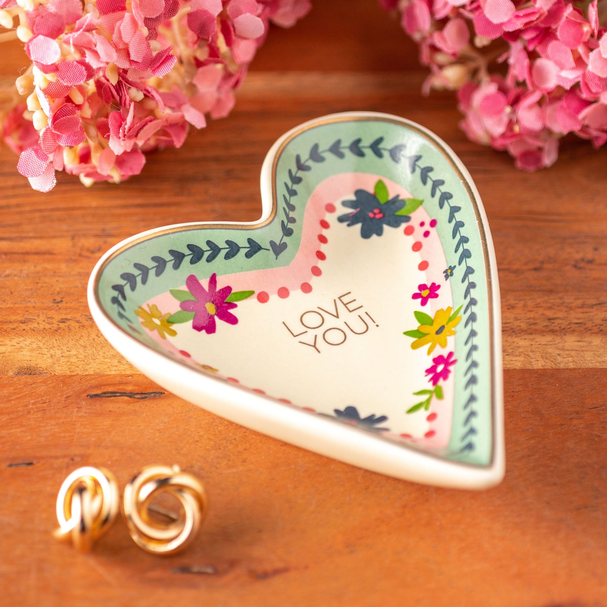 Love You Small Shaped Trinket Tray on a table. 