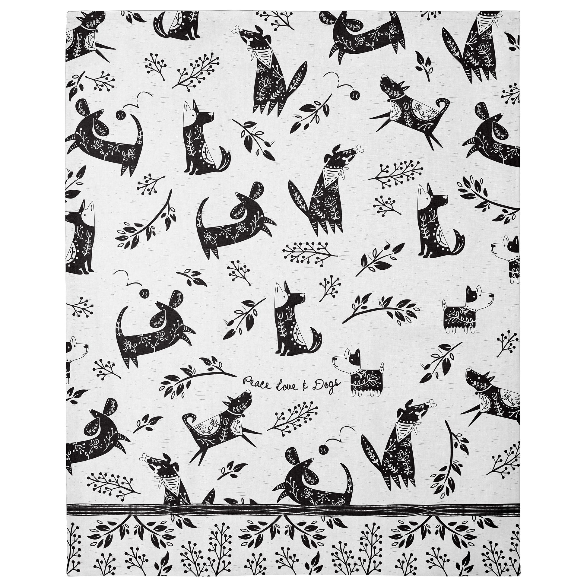 Dog Boho Tea Towel unfolded view. 