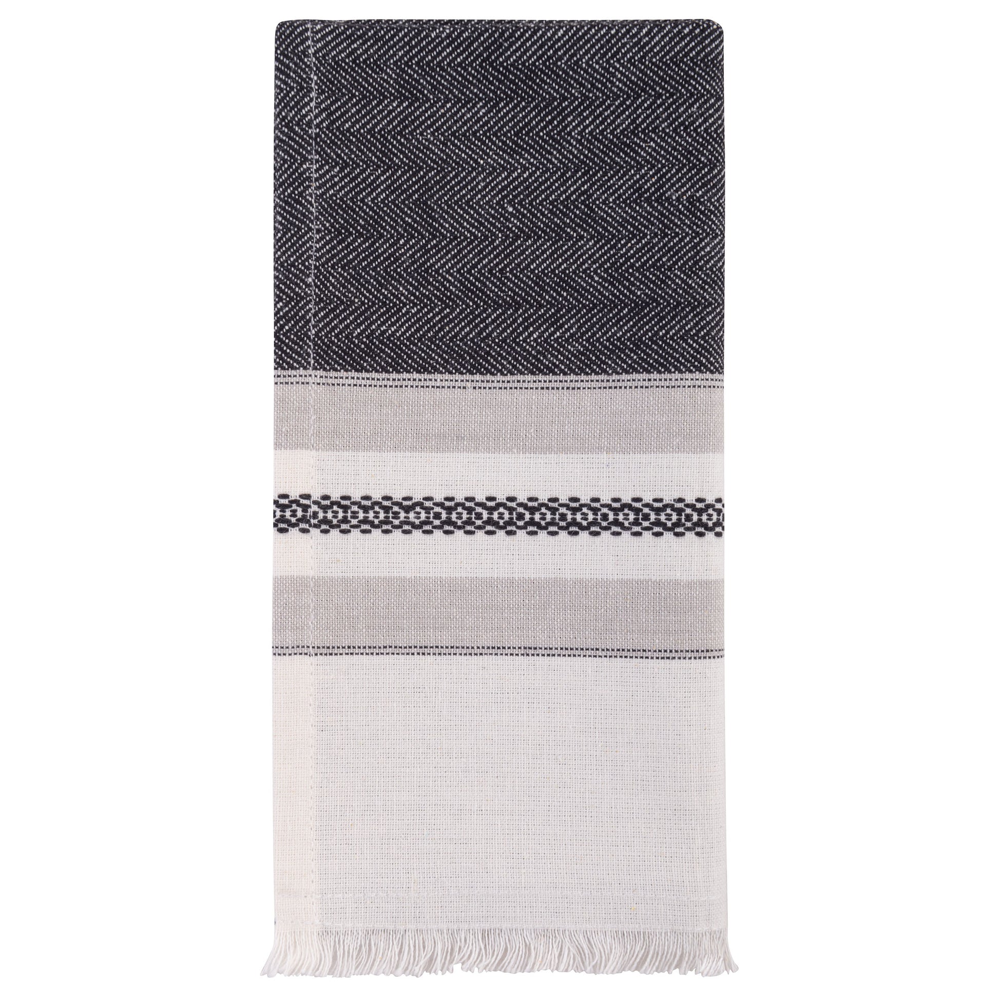 Charcoal Lisbon Tea Towel with Spreader tea towel view. 
