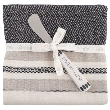 Charcoal Lisbon Tea Towel with Spreader