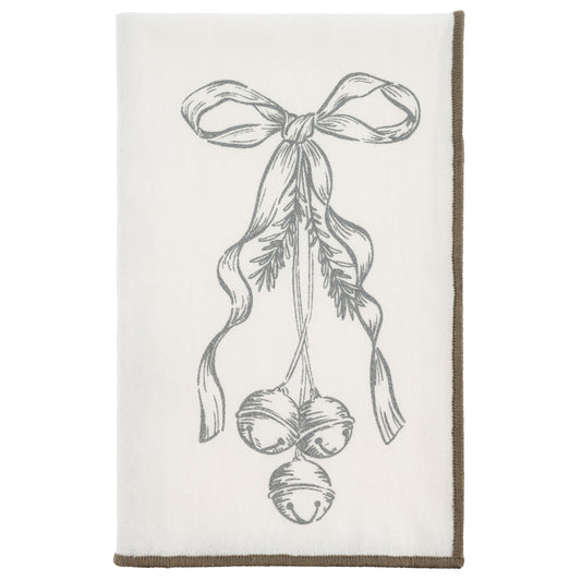Silver Bells Holiday Merrowed Edge Dinner Napkin