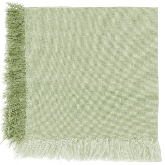 Green Fringed Cocktail Napkins Set individual view. 